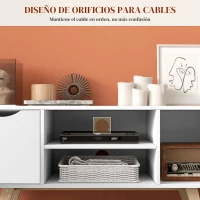 HOMCOM Mueble para Televisores de 50 Pulgadas con 2 Puertas 2 Estantes Abiertos y Patas de Madera 110x39x50 cm Blanco(m-6)