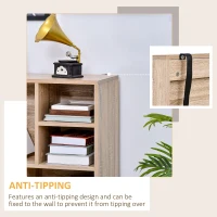 HOMCOM Freestanding Bookshelf Living Room Bookcase Storage Cabinet with 5 Shelves and Door Cupboard for Home Office, Bedroom, Study, Grey(m-5)