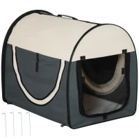 PawHut Hundebox faltbare Hundetransportbox Haustierrucksack mit Kissen Reisetasche Transportbox für Tier wasserdicht Oxfordstoff Dunkelgrau 70 x 51 x 59 cm(m-10)