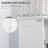 kleankin Columna de Baño con 3 Compartimientos Puerta y Estantes Ajustables para Ducha Aseo 34x23x165 cm Blanco(m-6)