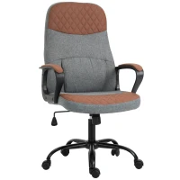 Vinsetto Bürostuhl Massage höhenverstellbarer Chefsessel Gamingstuhl mit Massagefunktion ergonomischer Drehstuhl Massage Sessel PU-Leder Stahl Grau+Braun 60 x 70 x 109-119 cm(m-1)