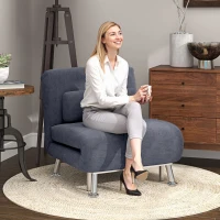 HOMCOM Single Velvet-Feel Sleeper Chair - Charcoal Grey(m-2)