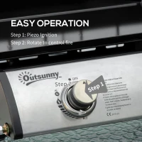 Outsunny Gas Plancha Barbecue Grill with 2 Stainless Steel Burner, 6kW, Portable Tabletop Gas BBQ with Non-Stick Griddle for Camping Picnic Garden Party Festival(m-5)