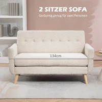 HOMCOM Zweisitzer-Sofa, komfortabel, 134x71x82 cm, Beige(m-4)