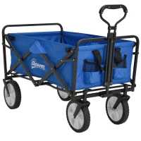Outsunny Bollerwagen Handwagen mit faltbar Bremsen Verstellbarem Griff Transportwagen 68 KG Belastbar, Strandwagen Gartenwagen für Strand Garten Einkauf Shopping(m-1)