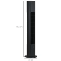 HOMCOM Ventilador de Torre con Mando a Distancia Oscilación de 75° Temporizador 3 Velocidades 3 Modos Ø18x78,5 cm Negro(m-3)