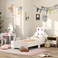 ZONEKIZ Rabbit-Designed Toddler Bed, Kids Bedroom Furniture - White(m-1)