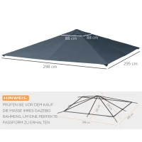 Outsunny Ersatzdach für Gartenpavillon, Polyester, 2,98 x 2,95 m, Dunkelgrau(m-3)