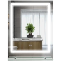 kleankin LED Bathroom Mirror with Lights and Shelf, Illuminated Makeup Mirror, Vanity Mirror with 3 Colour, Smart Touch, Anti-Fog(m-11)