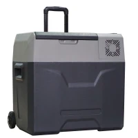 HOMCOM Nevera y Congelador de Compresor 50L Eléctrica Refrigerador de Coche CC 12V/24V hasta -20℃ Pantalla LED Táctil Asa Retráctil Ruedas para Hogar Camping Viajes Automóvil 58,6x37,8x54,5 cm Negro(m-11)