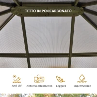 Outsunny Gazebo da Giardino con Zanzariera 3.6x3m Tetto Policarbonato Marrone(m-4)
