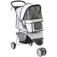 PawHut 3 Wheel Pet Stroller for Small and Miniature Dogs, Grey(m-1)