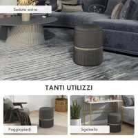 HOMCOM Pouf Contenitore 120 kg max per Soggiorno, Ingresso e Camera, in Poliestere, 36x36x44 cm, Grigio(m-6)