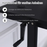 Vinsetto Schreibtisch Computertisch höhenverstellbar Handkurbellift Stehschreibtisch Bürotisch Verstellbare Fußstützen Metall Schwarz 120 x 60 x 72-117 cm(m-5)