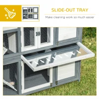 PawHut Rabbit Hutch Outdoor Guinea Pig Hutch 2 Tier Wooden Cage w/ Ramp, Divider, Openable Roof, 125 x 48 x 100cm - Grey(m-6)