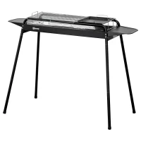Outsunny Barbecue a Carbonella con Griglia e Piastra in Acciaio con Ripiani Laterali, 113x59x83.5cm, Nero(m-10)