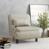 HOMCOM Poltrona Letto Singolo e Chaise Longue in Tessuto con Schienale Regolabile a 3 Livelli, Grigio(m-2)
