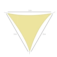Outsunny Toldo Vela Triangular 3x3x3 m Vela de Sombra para Jardín Patio Terraza Poliéster Anti UV Color Arena(m-3)