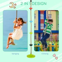 HOMCOM Kids Climbing Rope Tree Swing Disc Swing Seat Outdoor Playground Backyard Hanging Rope Playset for 3-12 Years(m-5)