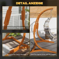 Outsunny Hängemattengestell Hängemattenständer, frei stehend, höhenverstellbar, 119 cm x 120 cm x 202 cm, Braun(m-7)