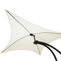 Outsunny Bain de Soleil transat de jardin chaise longue Design Contemporain - Pare-Soleil et Matelas - Acier Polyester - dim. 1,7L x 1,18l x 1,77H m - écru Noir(m-9)