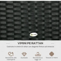 Outsunny Baule da Giardino in Rattan e Acciaio con Coperchio, 95x60x53cm, Nero(m-5)