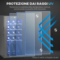 HOMCOM Cantinetta Vino Frigo per 15 Bottiglie, Capacità 44L, con Controllo Temperatura e Ripiani Regolabili, Nero(m-8)