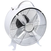 HOMCOM 10" 2-Speed Electric Table Desk Fan w/ Safety Guard Anti-Slip Feet Portable Personal Cooling Fan Home Office Bedroom White(m-11)