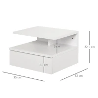 HOMCOM Set da 2 Comodini Sospesi per Camera da Letto con Cassetto e Mensola Superiore in Legno 35x32x22.5cm(m-3)