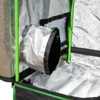 Outsunny Serra Idroponica per Interni, Tessuto Riflettente e Prese d'Aria, Porte e Finestre, 90x60x135cm Nero e Verde(m-8)