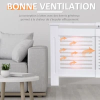 HOMCOM Cache-radiateur Design Contemporain Longueur Extensible 139-208,5 x 20,5 x 82,5 cm MDF Blanc(m-4)