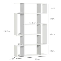 HOMCOM 5-Tier Bookshelf, Modern Bookcase with 13 Open Shelves, Freestanding Decorative Storage Shelving for Home Office and Study, White(m-3)