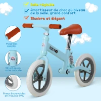 HOMCOM Draisienne Enfant Vélo Sans Pédales pour Enfants de 2 à 5 ans Roues 12" Suspension Selle Hauteur réglable Acier Bleu Ciel(m-4)