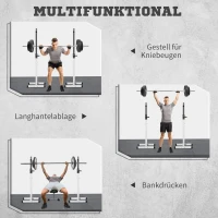 HOMCOM Hantelständer, 2er-Set, bis 150 kg belastbar, höhenverstellbar, Stahl, weiß+schwarz, 52 x 48 x 160 cm(m-4)