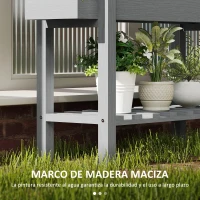 Outsunny Jardinera Elevada con Estante Inferior Drenaje y Forro No Tejido para Cultivo de Plantas y Flores 100x30x70,5 cm Gris(m-7)