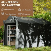 Outsunny 2.2 x 1.6 m Garden Storage Tent, Waterproof Anti-UV Bike Tent with Roll-up Zipper Door, Galvanised Outdoor Storage Shelter Carport for Bike, Motorbike, Garden Tools, Dark Grey(m-4)