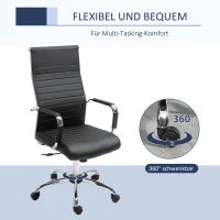 Vinsetto Bürostuhl ergonomischer Schreibtischstuhl mit Wippfunktion Chefsessel höhenverstellbarer Drehstuhl gepolstert Kunstleder Schaumstoff Schwarz 54 x 62 x 104-114 cm(m-6)