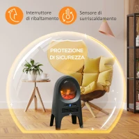 HOMCOM Termoventilatore a 3 Modalità di Riscaldamento con 3 Temperature Regolabili, 33.7x25.5x60.4 cm, Nero(m-6)