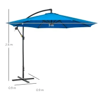 Outsunny 3(m) Offset Cantilever Parasol, with Cross Base - Blue(m-3)