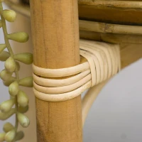 Outsunny 2er-Set Pflanzenständer, groß und klein, Körbe aus Rattan, Ständer aus Naturholz(m-9)