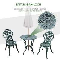 Outsunny Bistroset Gartenset für 2 Personen Balkonmöbel Set Gussaluminium Antik Grün(m-4)