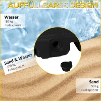 Outsunny Sonnenschirmständer befüllbar bis 100 kg Schirmständer für Ampelschirm Sonnenschirm Schirmstangen mit Kreuzbasis für Garten Terrasse Balkon Schwarz 80 x 60 x 20 cm(m-5)