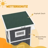 PawHut Katzenhaus Katzenhütte Katzenhöhle, Outdoor, wetterbeständig, 60 x 60 x 90, 5 cm, Grau + Weiß(m-6)