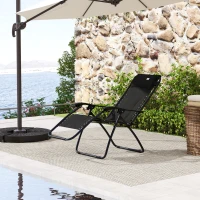 Outsunny Zero Gravity Lounger Chair, Folding Reclining Patio Chair with Padded Seat, Cup Holder, Soft Cushion and Headrest for Poolside, Camping, Black(m-8)