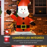 HOMCOM Père Noël gonflable avec cheminée lumineux LED hauteur 210 cm polyester imperméable rouge blanc noir(m-4)