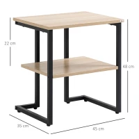 HOMCOM Table d'appoint guéridon avec 2 plateaux en métal et panneaux de particules - dim. 45L x 35l x 48H cm(m-3)