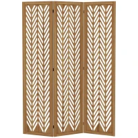 HOMCOM Separador de Ambientes Plegable de 3 Paneles 120x1,7x170 cm Biombo de Madera con Patrones Geométricos Natural(m-10)