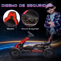 HOMCOM Kart Coche Eléctrico Infantil 12V de 3 a 8 Años Velocidad 3-5km/h y Cinturón de Seguridad 100x58x58,5cm Rojo(m-6)