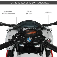 HOMCOM Moto Elettrica per Bambini 3-8 Anni con Licenza BMW, Batteria 12V, Rotelle e Luci, 110x47x69 cm(m-5)