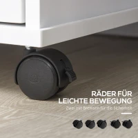 Vinsetto Büroschrank Druckerschrank, abschließbare Schublade, 5 Rollen, Weiß, 80 x 40 x 66,5cm(m-7)